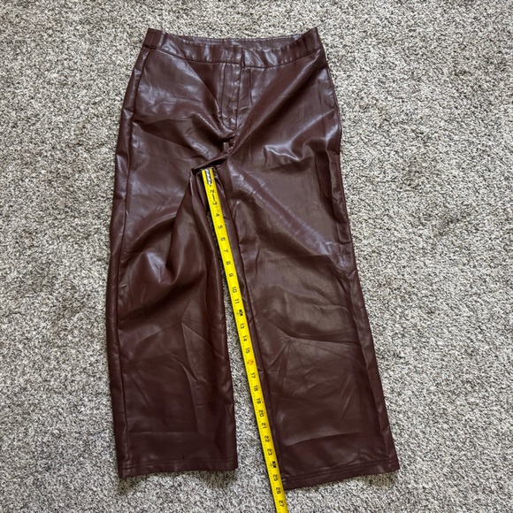 Bagatelle Collection Brown Faux Leather Wide Leg Pants - Picture 9 of 13